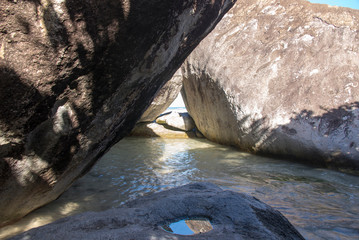 BVI, Virgin Gorda, The Baths National Park popular destination for swimming, exploring.