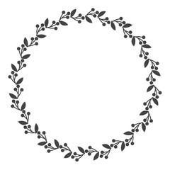 Circle leaf frames. Floral leaves round frame, flower ornament circles and flowers circled border. Laurel leaf wreath icons for wedding invitation card. Decoration isolated vector symbols set