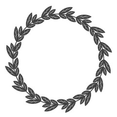 Circle leaf frames. Floral leaves round frame, flower ornament circles and flowers circled border. Laurel leaf wreath icons for wedding invitation card. Decoration isolated vector symbols set