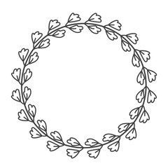 Circle leaf frames. Floral leaves round frame, flower ornament circles and flowers circled border. Laurel leaf wreath icons for wedding invitation card. Decoration isolated vector symbols set