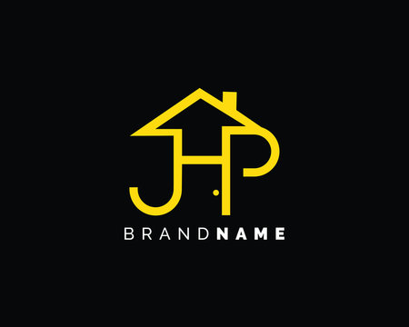 Creative and Minimalist Letter JHP Logo Design Icon, Editable in Vector Format in Black and Gold Color