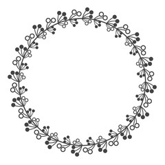 Circle leaf frames. Floral leaves round frame, flower ornament circles and flowers circled border. Laurel leaf wreath icons for wedding invitation card. Decoration isolated vector symbols set