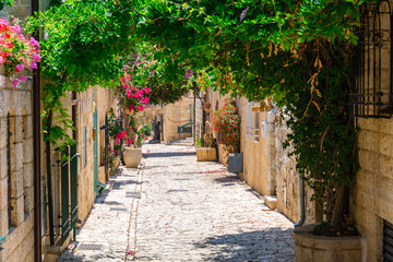 stone narrow street in Jerusalem old city