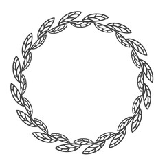 Circle leaf frames. Floral leaves round frame, flower ornament circles and flowers circled border. Laurel leaf wreath icons for wedding invitation card. Decoration isolated vector symbols set