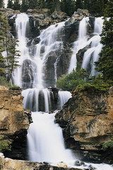 Canada, Alberta, Jasper National Park, View of waterfall over rocks