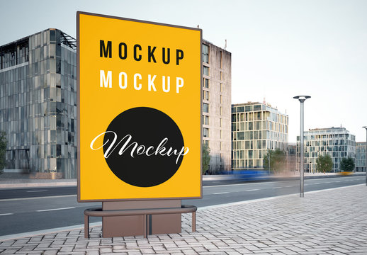 Advertising Billboard Mockup on City Street