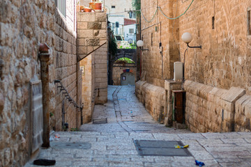 stone narrow street in Jerusalem old city