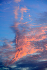 Canada, British Columbia, Gulf Islands, Tent Island. Abstract photograph of a cloud formation at sunset