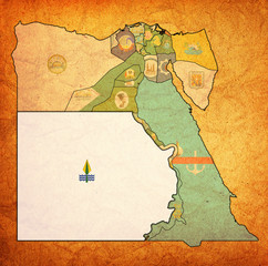 flag of El Wadi El Gedid on map of Egypt Governorates