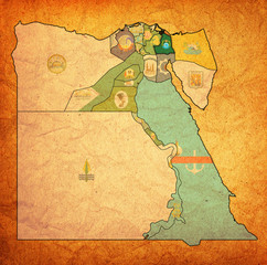 flag of Ismailia on map of Egypt Governorates