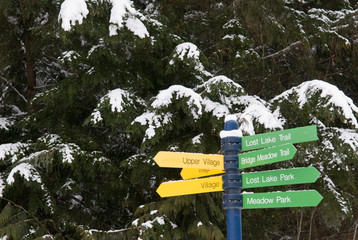 Canada, BC, Whistler. Helpful signage for trail system.