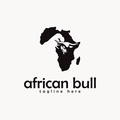 african bull negative space logo design 