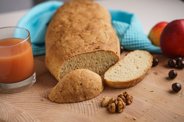 homemade bread with walnuts and fruits