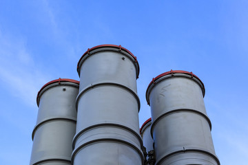 Air defense missiles against the blue sky.