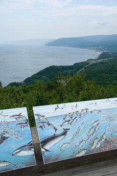 Canada, Nova Scotia, Cape Breton Island, Cabot Trail. Wreck Cove Point Overlooking Pleasant Bay. Popular Whale Watching Area.