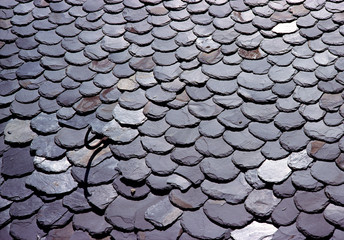 Andorra. Slate roof tiles are common on older buildings in Andorra.