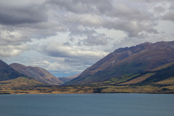 view of northern end of Lake Wakatipu in the South Island , New Zealand