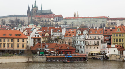 Fototapeta na wymiar Czech Republic, Prague. View of Prague Castle from the Charles Bridge.