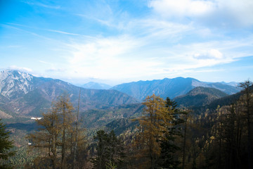 Fototapeta na wymiar Upper Austria, Austria - High angle view of mountains and a valley.