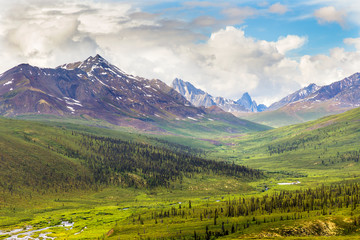 Obraz premium Canada, Yukon Territory. Landscape of Tombstone Range and North Klondike River. Credit as: Don Paulson / Jaynes Gallery / DanitaDelimont.com