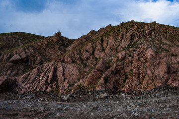 Turkey, Middle East: view of the breathtaking rocky landscape on the dirt and winding road on the plateau around Mount Ararat, Agri Dagi, near the famous Ishak Pasha Palace