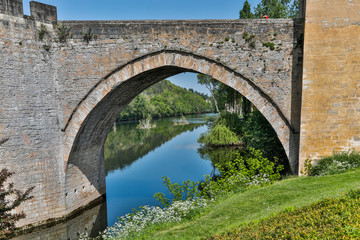 Fototapeta na wymiar France, Cahors. Pont Valentre over the Lot river
