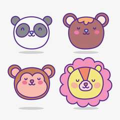 cute animals cartoon flat design