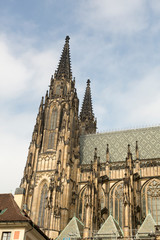 Fototapeta na wymiar Czech Republic, Prague. Side of St. Vitus Cathedral.