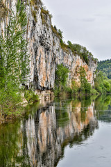 Fototapeta na wymiar France, Ganil. Steep rocks bordering the Lot river