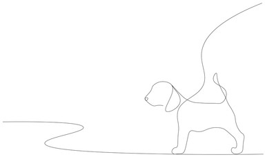 Beagle one line draw, vector illustration