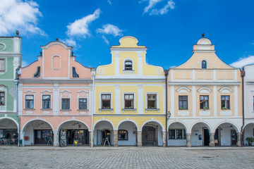 Czech Republic, Moravia, Telc Town Square.