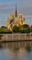 Morning light on Cathedral Notre Dame and the Seine River, Paris, France.