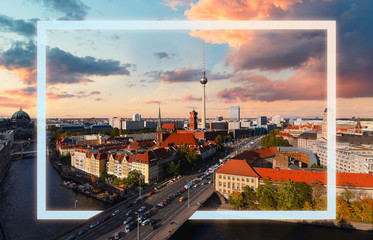 The best view on Berlin with frame in the evening