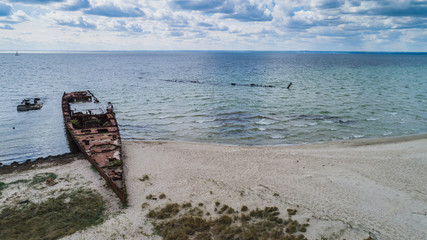 Zatoka wraków, ORP Wicher, ORP Grom, na helu z lotu ptaka © Konrad Kerker