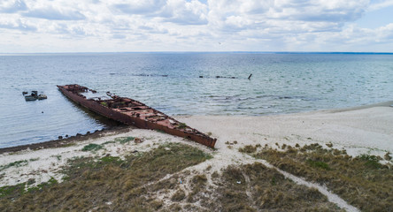 Zatoka wraków, ORP Wicher, ORP Grom, na helu z lotu ptaka © Konrad Kerker