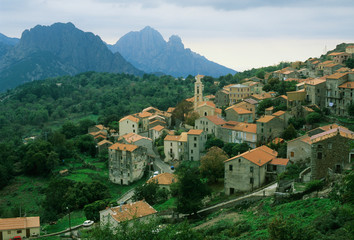 Fototapeta na wymiar France, Corsica, Evisa Mountain village, west coast.