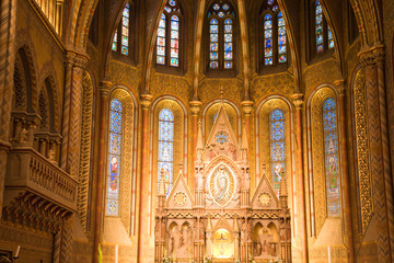 Obraz premium Gothic style Matyas Church, Castle Hill, Bude side of Central Budapest, Capital of Hungary, Europe