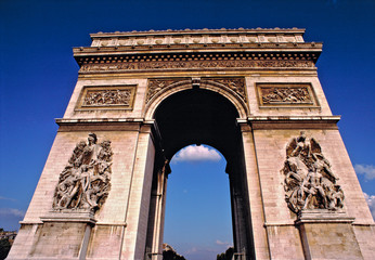 Fototapeta na wymiar France, Paris. The Arc d'Triomphe in Paris, France, was completed in 1836.