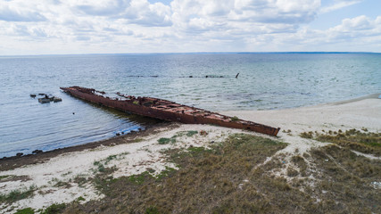 Zatoka wraków, ORP Wicher, ORP Grom, na helu z lotu ptaka © Konrad Kerker