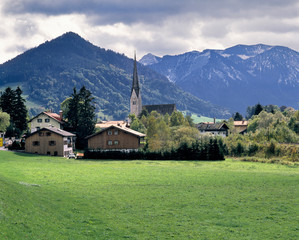 Fototapeta na wymiar Germany, Bavaria, Schliersee. A village serves the tourists to visit the Schliersee in Bavaria, Germany.