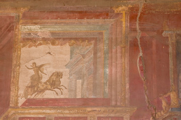 Italy, Campania, Pompeii. Fresco details in the Macellum or covered market.