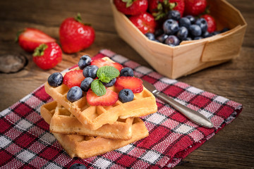 Waffles with berries.