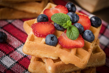 Waffles with berries.