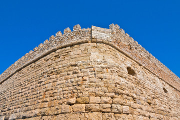 Fototapeta na wymiar Old wall of Castello a Mare (Koules Fortress), Heraklion, Crete Island, Greece