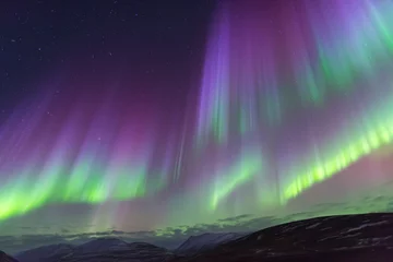 Foto op Canvas North Iceland, Near Akureyri. The northern lights glow in unbelievable colors. © Ellen Goff/Danita Delimont