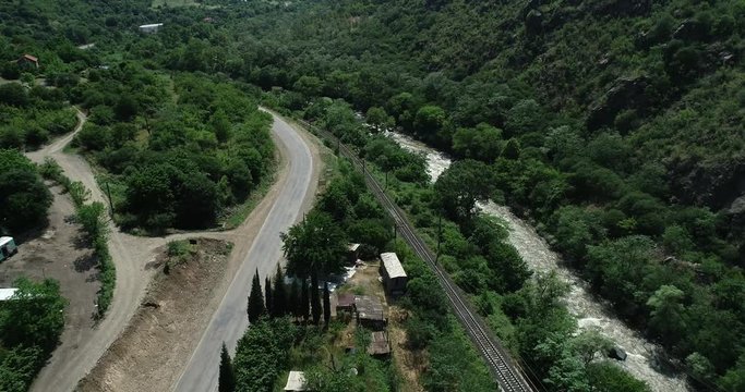 View from above on Debed canyon town Alaverdi, Armenia.