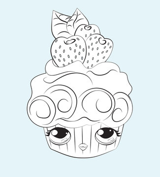 cupcake with funy face Coloring book