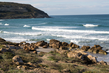 Italy, Sardinia, Oristano. The Mediterranean coast along Oristano.