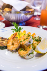 Grilled shrimp and vegetables