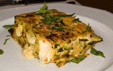 Italy, Positano. Plate of frittata or Italian omelet.